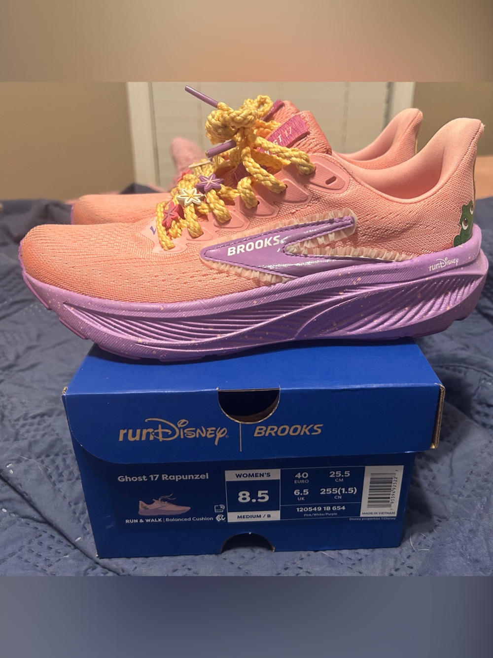 Brooks Run Disney RapunzelPink and Purple Women's Running Shoe with Yellow Laces